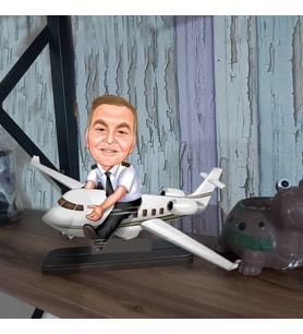 Kişiye Özel Pilot uçak Karikatür Biblo Erkek