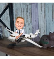 Kişiye Özel Pilot uçak Karikatür Biblo Erkek