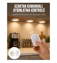 Mey İthalat® Spot Lamba Led Işık 3'lü Uzaktan Kumandalı Pilli Yapışkanlı Kablosuz Yeni Nesil