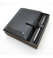 Scrikss Hakiki Deri 15x11 Organizer Flötr Siyah + Touch Kalem  İsme Özel (Karışık)