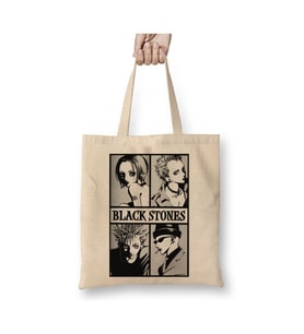 Black Stones Nana Beyaz Bez Çanta Uzun Saplı Alışveriş Çantası Plaj Çantası