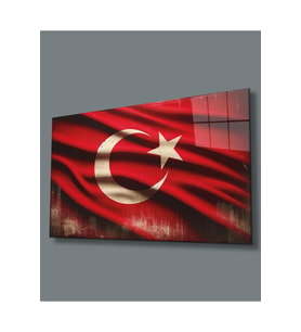 Milli Görkem Cam Tablo Hediyelik Büyük Tablo Ev Ofis Dekoru (Çok Renkli)