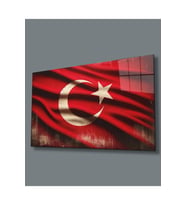Milli Görkem Cam Tablo Hediyelik Büyük Tablo Ev Ofis Dekoru (Çok Renkli)