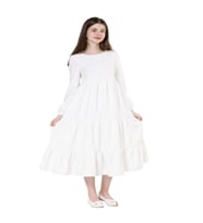 Gülücük Kids G01641-428 Kız Çocuk Kesme Keten Desenli Elbise - Gülücük - Pembe-14 YAŞ (Beyaz)
