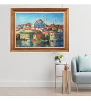 Altın Paspartulu Çerçeveli Tablo N190 (Gold)