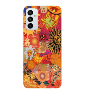 Samsung Galaxy M13 Uyumlu Vintage Kolaj Desenli Şeffaf Telefon Kılıfı