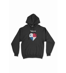 Panama Bayraklı Kalpli Siyah Sweatshirt Hoodie