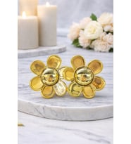 Büyük Çiçek Model Çelik Küpe (Gold)