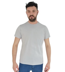 Erkek Sıfır Yaka Sırt Baskılı Tişört 2384 BGL-ST02876 (Gri)