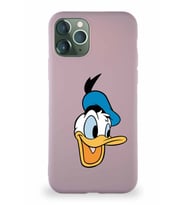 Apple iPhone 11 Pro Soft Premier Kapak Donald Duck-A Tasarımlı Silikon Kılıf - Pudra (Şeffaf)