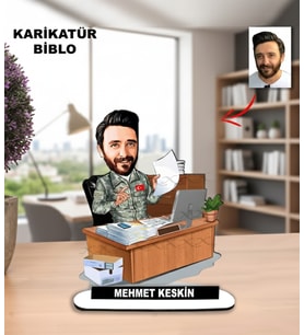 KİŞİYE ÖZEL KARİKATÜR ASKER, ASTSUBAY, SUBAY, KOMUTAN TASARIMLI ERKEK BİBLO