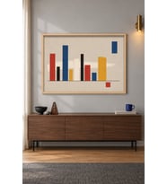 Renkli Sütunlar Bauhaus Çubuklar Ahşap Çerçeveli Duvar Tablosu