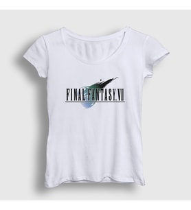 Presmono Kadın Beyaz Logo Final Fantasy Vii T-Shirt 436093tt