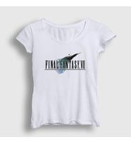 Presmono Kadın Beyaz Logo Final Fantasy Vii T-Shirt 436093tt