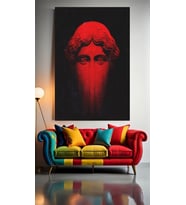 MASKELİ HEYKEL V1 Ev Duvar Salon Güzellik Salonu Ofis Dükkan Dekarasyon Kanvas Tablo (Çok Renkli)