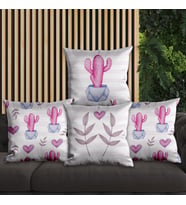 eJOYA Pembe Kaktüs Tasarımlı 4'lü Yastık İçi Ve Kırlent Kılıfı 45cm 113671