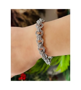 XUPING IŞILTILI İÇ İÇE GEÇMELİ ZİNCİR BİLEKLİK 20CM-GÜMÜŞ RENK ACR9045