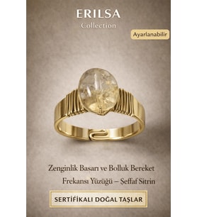 Sertifikalı Şeffaf Sitrin Doğal Taş Yüzük – Bolluk Bereket Enerji Ayarlanabilir