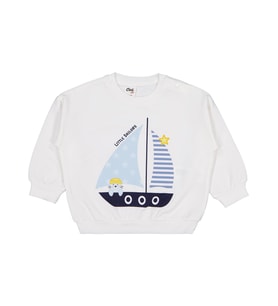 Civil Baby Yelken Baskılı 6-18 Ay Sweatshirt - Kırık Beyaz (Beyaz - Beyaz)