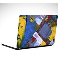 Sarı Beyaz Mavi Soyut Laptop Sticker 15.6 inch (38X27CM)