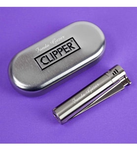 İsme Özel Clipper Marka Pürmüz Alevli Metal Çakmak Mat Metalik