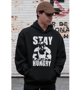 Stay Hungry Arnold Bodybuilding Fitness Gym Baskılı Unisex Oversize Sporcu Hoodie