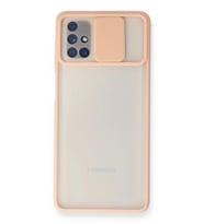 Durukar® Samsung Galaxy M51 Kılıf Palm Buzlu Kamera Sürgülü Silikon - Pembe