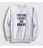Presmono Unisex Beyaz Fortune Favors The Brave Sweatshirt 423391tt (Beyaz)