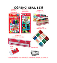 Öğrenci Okul Seti - Boya Seti, Kalem, Silgi ve Kalemtraş Seti