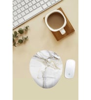 Beyaz Mermer Desenli Bilek Destekli Mouse Pad