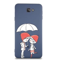 Samsung Galaxy J7 Prime Uyumlu Lansman Kılıf Aşk Tasarımlı İçi Kadife Kapak-Petrol Mavisi (Şeffaf)