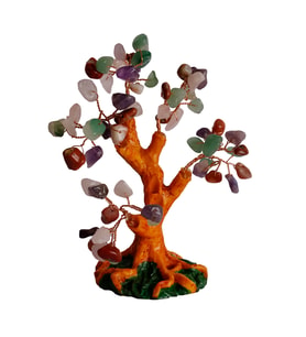 Karışık Doğal Taşlı Hayat Ağacı Biblo - 16x14 cm El Yapımı Enerji Dekoru