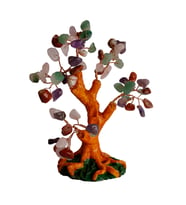 Karışık Doğal Taşlı Hayat Ağacı Biblo - 16x14 cm El Yapımı Enerji Dekoru