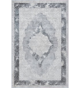 Eliana Home Baskılı, Yıkanabilir Kaymaz Taban Salon Halısı LNA1764 100x150 cm (Gri)