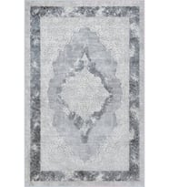 Eliana Home Baskılı, Yıkanabilir Kaymaz Taban Salon Halısı LNA1764 100x150 cm (Gri)