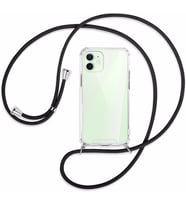iPhone 13 Şeffaf Boyun Omuz Askılı İpli Kılıf (Siyah)