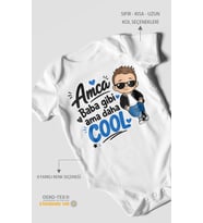 Amca Temalı Kısa Kollu Bebek Body %100 Pamuk