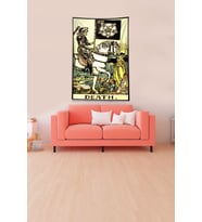 Bej Death Tarot Kartı Leke Tutmaz Kadife Kumaş Duvar Örtüsü Duvar Halısı Tapestry (Sarı-Siyah)