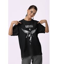 Tasarım Nirvana Rock Metal Baskılı Unisex Oversize Müzik Grubu Tişört