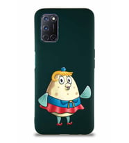 Oppo A92 Soft Premier Kapak Bayan Puff Tasarımlı Silikon Kılıf - Yeşil (Şeffaf)