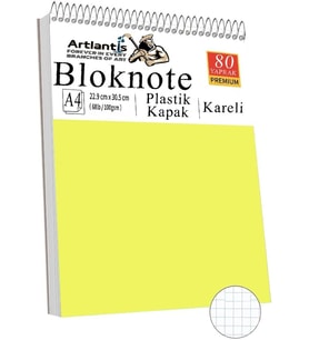 Masaüstü Not Defteri Kareli A4 1 Adet Masa Üstü Plastik Kapaklı Spiralli Bloknot Blocknote 80 Yaprak Okul Ofis
