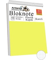 Masaüstü Not Defteri Kareli A4 1 Adet Masa Üstü Plastik Kapaklı Spiralli Bloknot Blocknote 80 Yaprak Okul Ofis