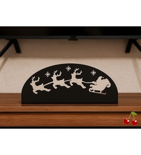 Oval Noel Kızağı Tasarımlı Metal Mumluk