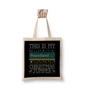This Is My Poundland Christmas Jumper Yılbaşı Beyaz Bez Çanta Uzun Saplı Alışveriş Çantası