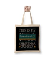 This Is My Poundland Christmas Jumper Yılbaşı Beyaz Bez Çanta Uzun Saplı Alışveriş Çantası