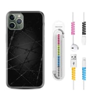 Apple iPhone 11 12 13 14 Pro Max Kılıf Kablo Koruma Spiral Silikon Dikenli Tel 1779
