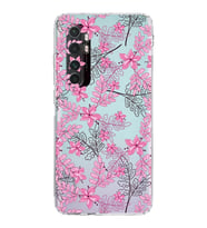 Xiaomi  Mi Note 10 Lite  Kamera Korumalı Kapak Floral Pembe Tasarımlı Şeffaf  Kılıf
