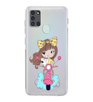 Samsung Galaxy A21s  Kamera Korumalı  Kapak Vespagirl Tasarımlı  Şeffaf Kılıf