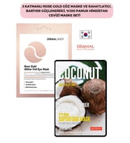 3 Katmanlı Rose Gold Göz Maske ve Rahatlatıcı, Bariyer Güçlendirici, %100 Pamuk Hindistan Cevizi Maske Seti    