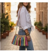 ChicLookDesign El Örgüsü Renkli - Bohem Hasır Omuz Çantası (ÇokluRenk)